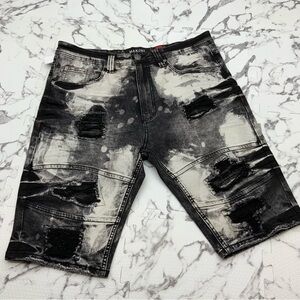 Men's Makobi Black | White Denim Shorts NWT